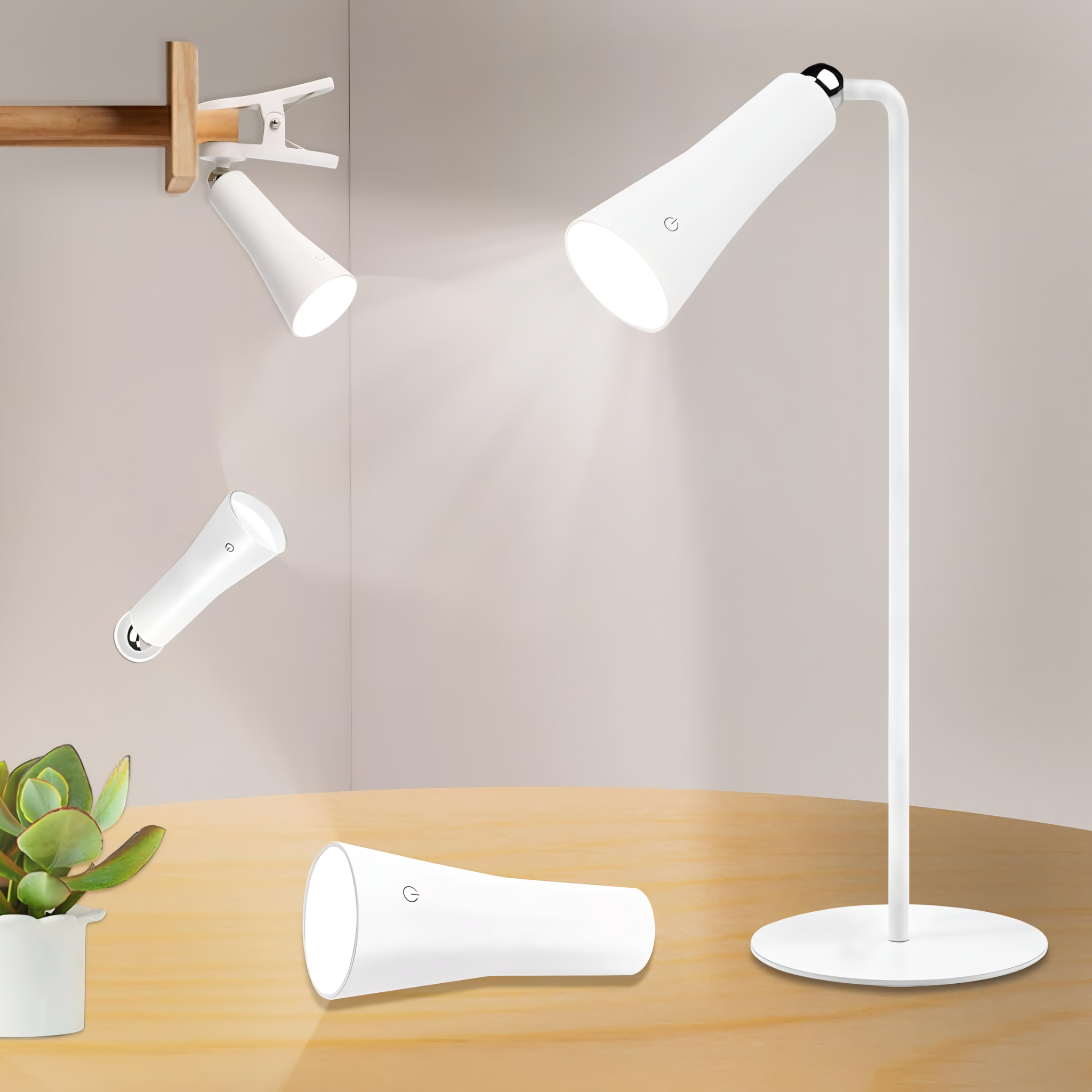 Multi-purpose 5 IN 1 LED Desk Lamp with Adjustable Brightness
