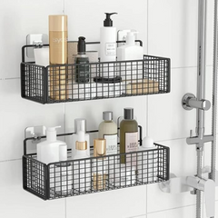 Wall Mounted No Drilling Metal Organizer Basket for Kitchen & Bathroom