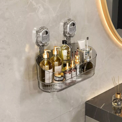 Wall Mounted Suction Type Bathroom Storage Organizer Rack