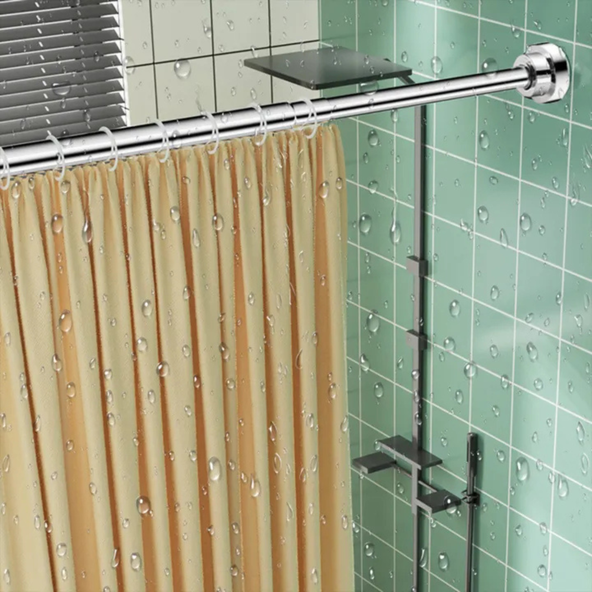 Extendable Tension Rod for Curtain - Curtain Pole, Adjustable Wardrobe Rail 125 to 220 CM