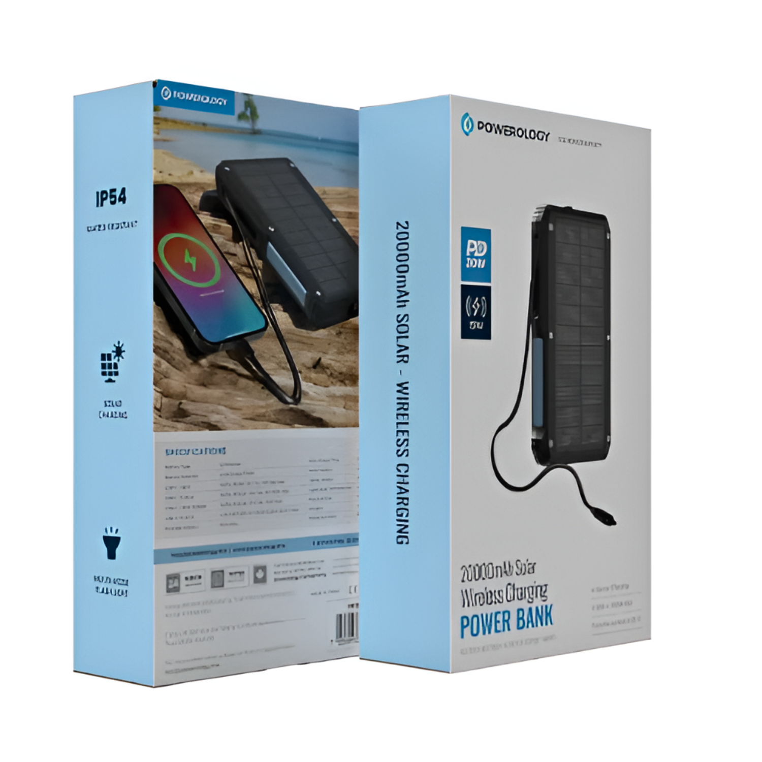Powerology 20000mAh Solar Wireless Charging Power Bank