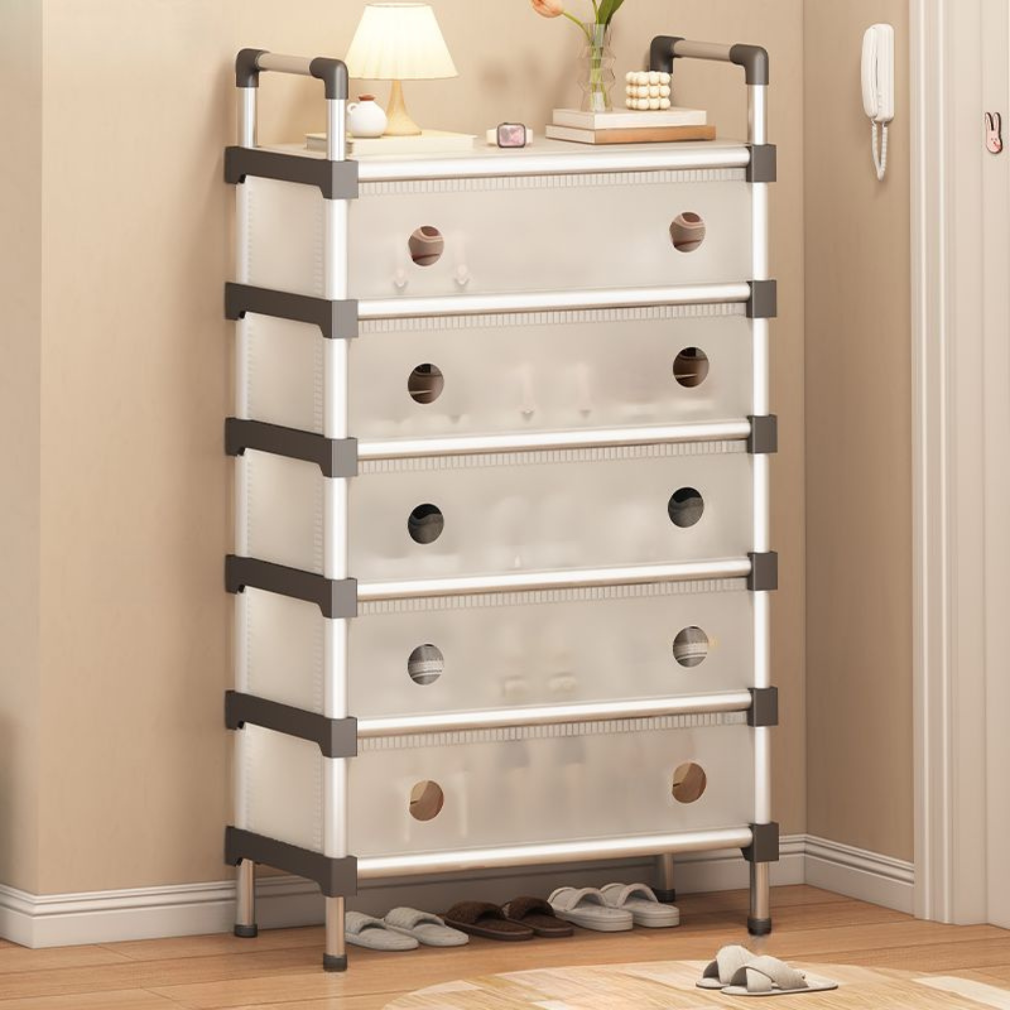 5 Doors Dustproof Shoe Rack