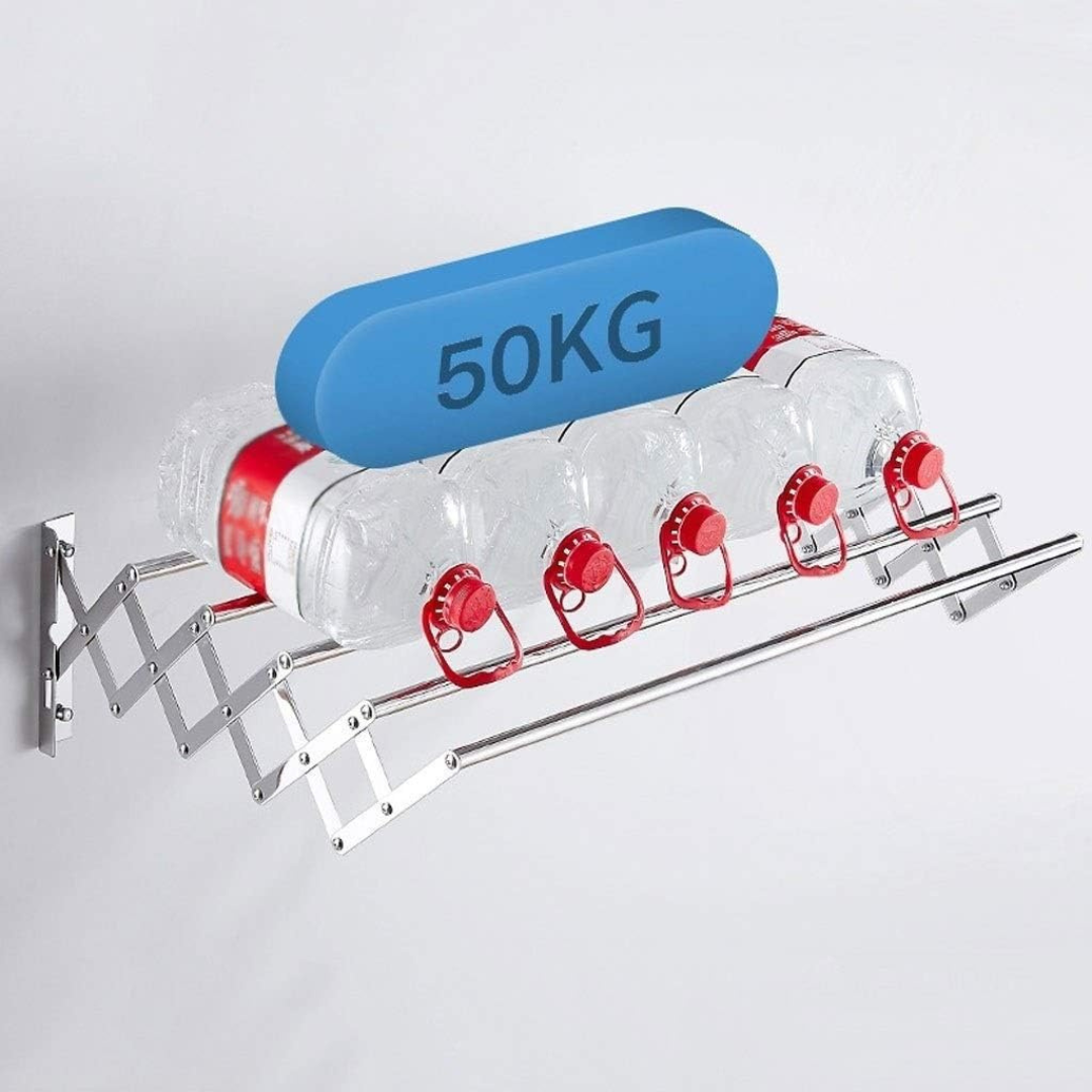 5 Bar Wall Mounted Folding Clothes Drying Rack, Collapsible Extendable Laundry Hanger