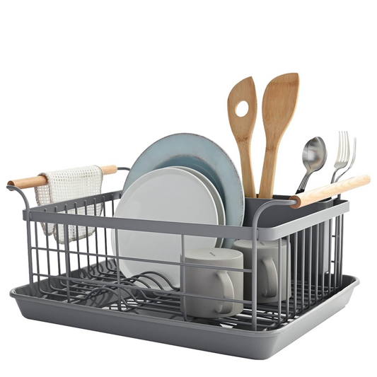 Kitchen Sink Removeable Drainer Tray Dish Organizer Rack Grey