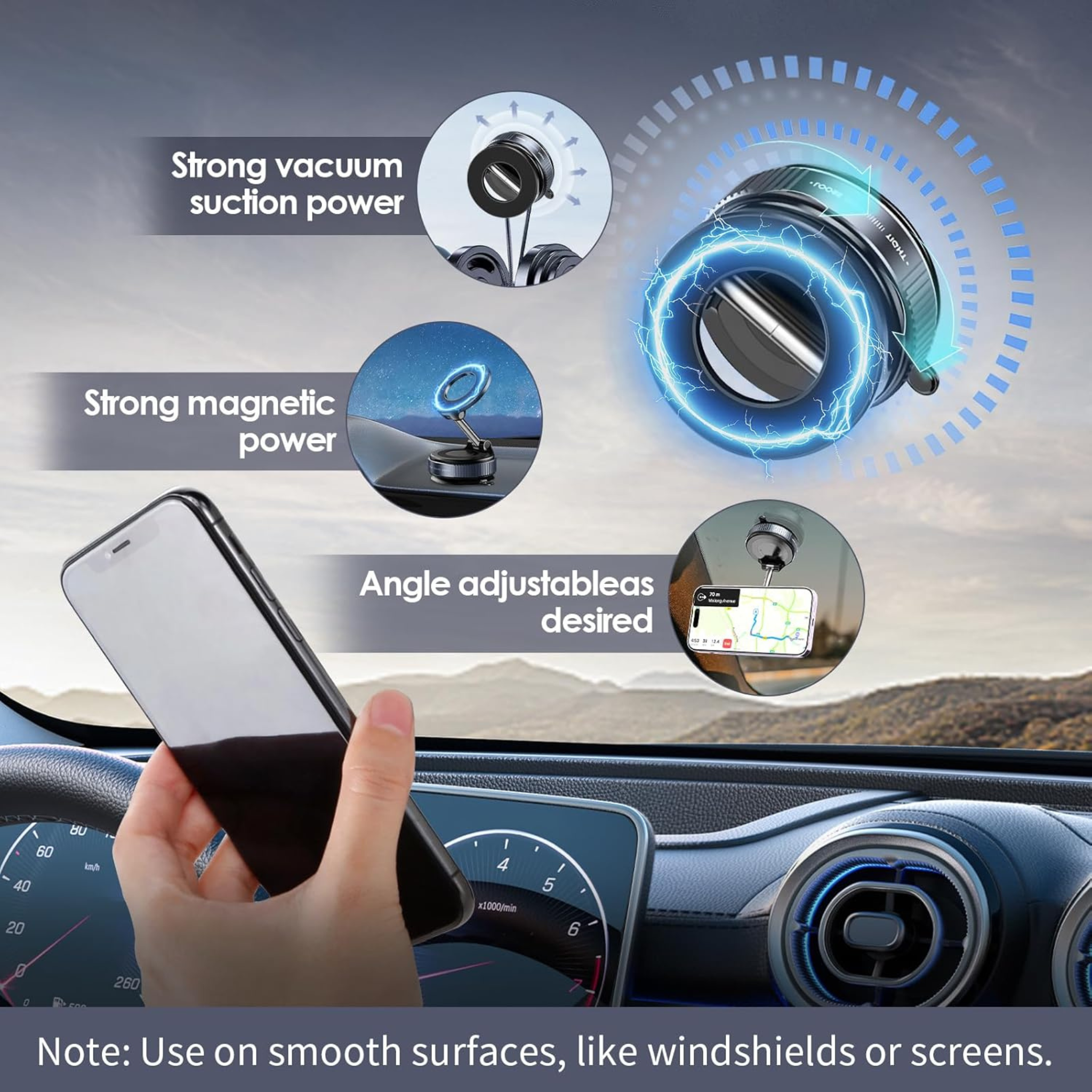 Vacuum Suction Magnetic Phone Holder Mobile Mount K007