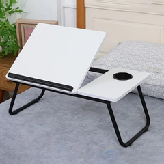 Folding Laptop Table for Bed and Sofa, Adjustable Laptop Desk with Cup Holder, for Work Study Reading