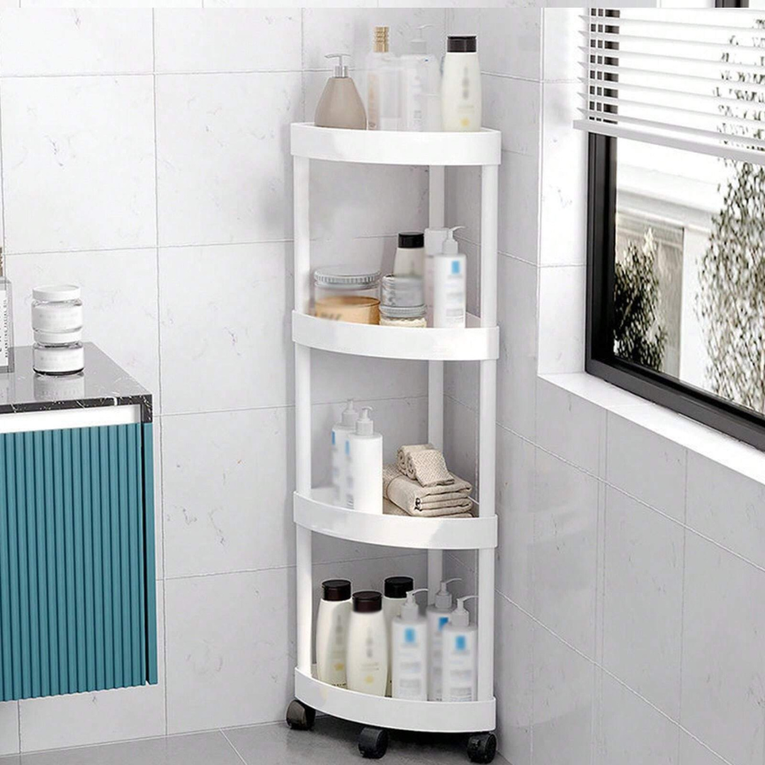 4 Layer Storage Corner Rack with Wheels for Bathroom and Kitchen