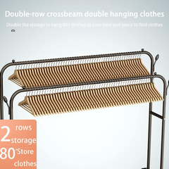 Clothes Organizer Stand with Wheels, 48 Kg Heavy Duty Double Layer Garment Hanger Rack