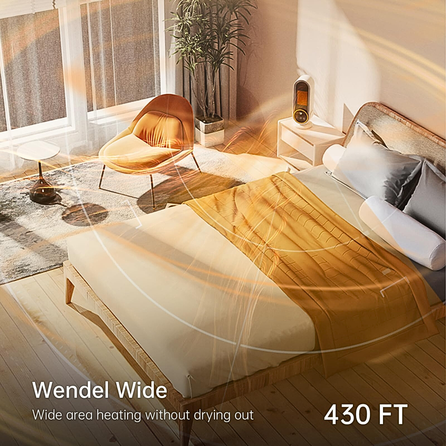 E68S 1200W Portable Electric Space Heater, Fast Heating With Remote Control, 3 Modes, Overheating Protection for Office Home