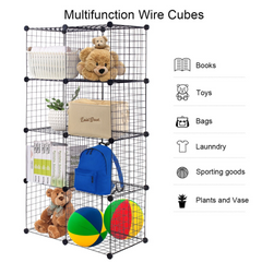 8 Cubes DIY Metal Grid Wire Wardrobe Organizer Home Decor Shelf 8 Cubes DIY Metal Grid Wire Wardrobe Organizer Home Decor Shelf