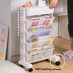 Multi-layer Utility Organizer Book Shelf with Wheels