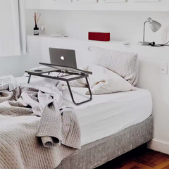 Folding Laptop Table for Bed and Sofa, Adjustable Laptop Desk with Cup Holder, for Work Study Reading