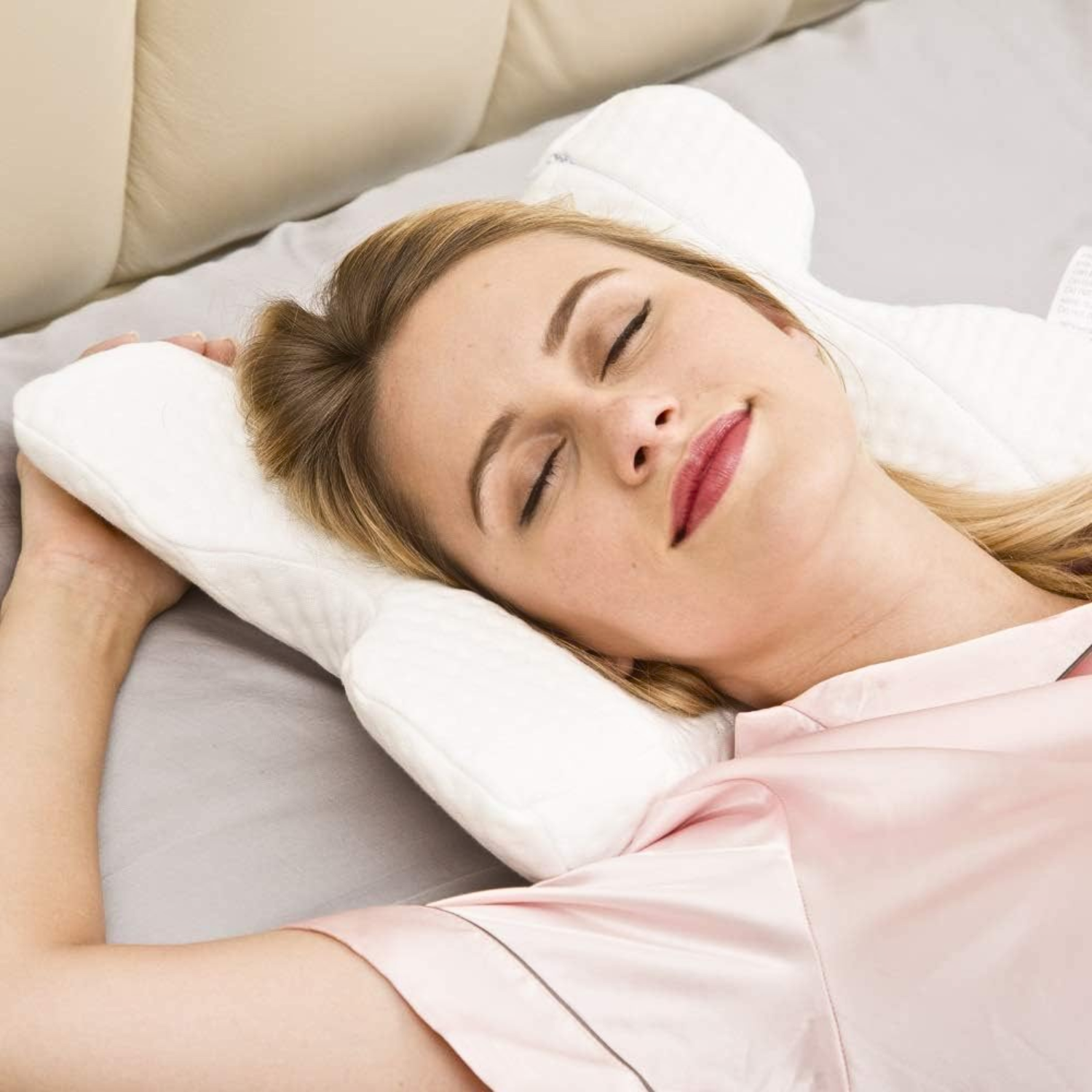 Pressure Free Memory Foam Pillow with Arm Hole Anti Hand Numb Arched Support
