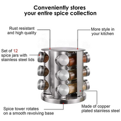 12 Jars Rotating Spices Organizer