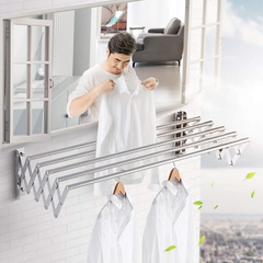 Wall Mounted Foldable Clothes Drying Rack - Extendable Laundry Hanger