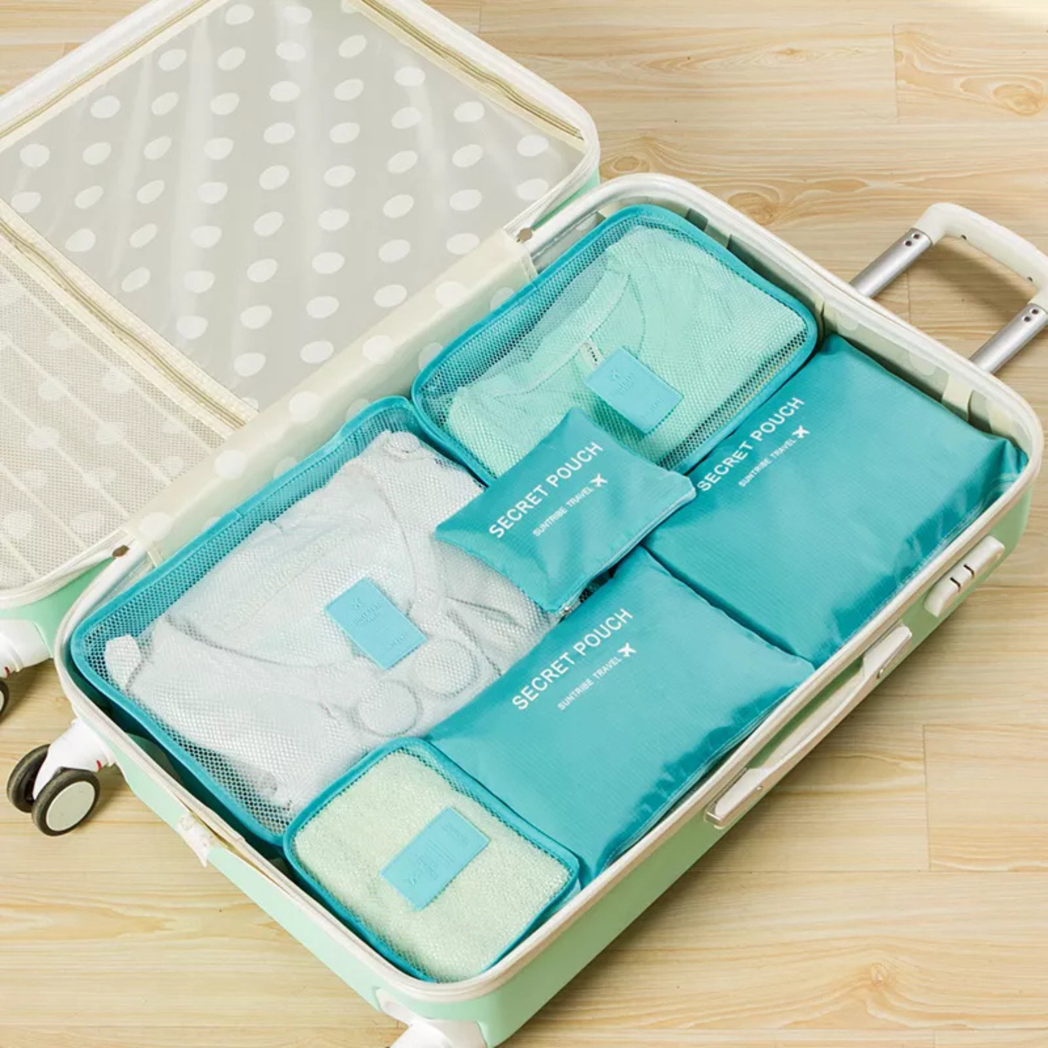 Travel Luggage Organizer Bags 6 Pieces/Set Light Blue