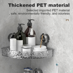 Bathroom Corner Wall Mounted Storage Organizer Shelf (Suction Type)