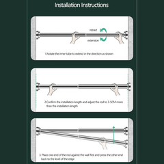 Extendable Tension Rod for Curtain - Curtain Pole, Adjustable Wardrobe Rail