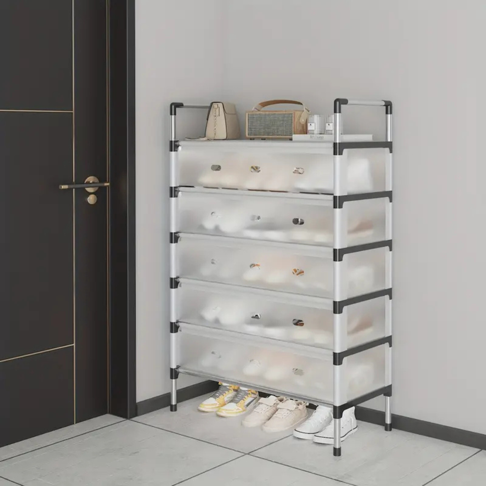 5 Doors Dustproof Shoe Rack