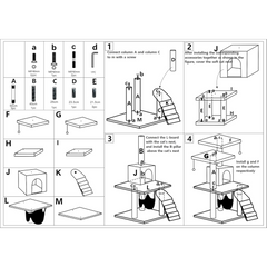 Indoor Cat Tree Tower with House and Scratching Board