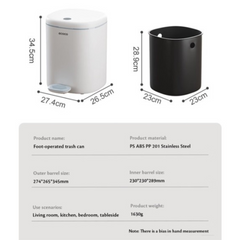Ecoco 11 Liter Garbage Trash Bin with Foot Pedal Ecoco 11 Liter Garbage Trash Bin with Foot Pedal