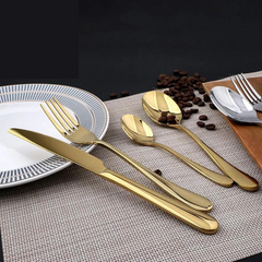 Stainless Steel Polished Premium Golden Cutlery Set (4 Pcs/Set)