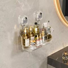 Wall Mounted Suction Type Bathroom Storage Organizer Rack