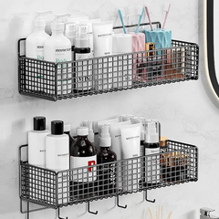 Wall Mounted No Drilling Metal Organizer Basket for Kitchen & Bathroom
