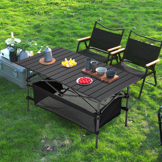 Aluminium Alloy Folding Picnic and Camping Table with Storage Area