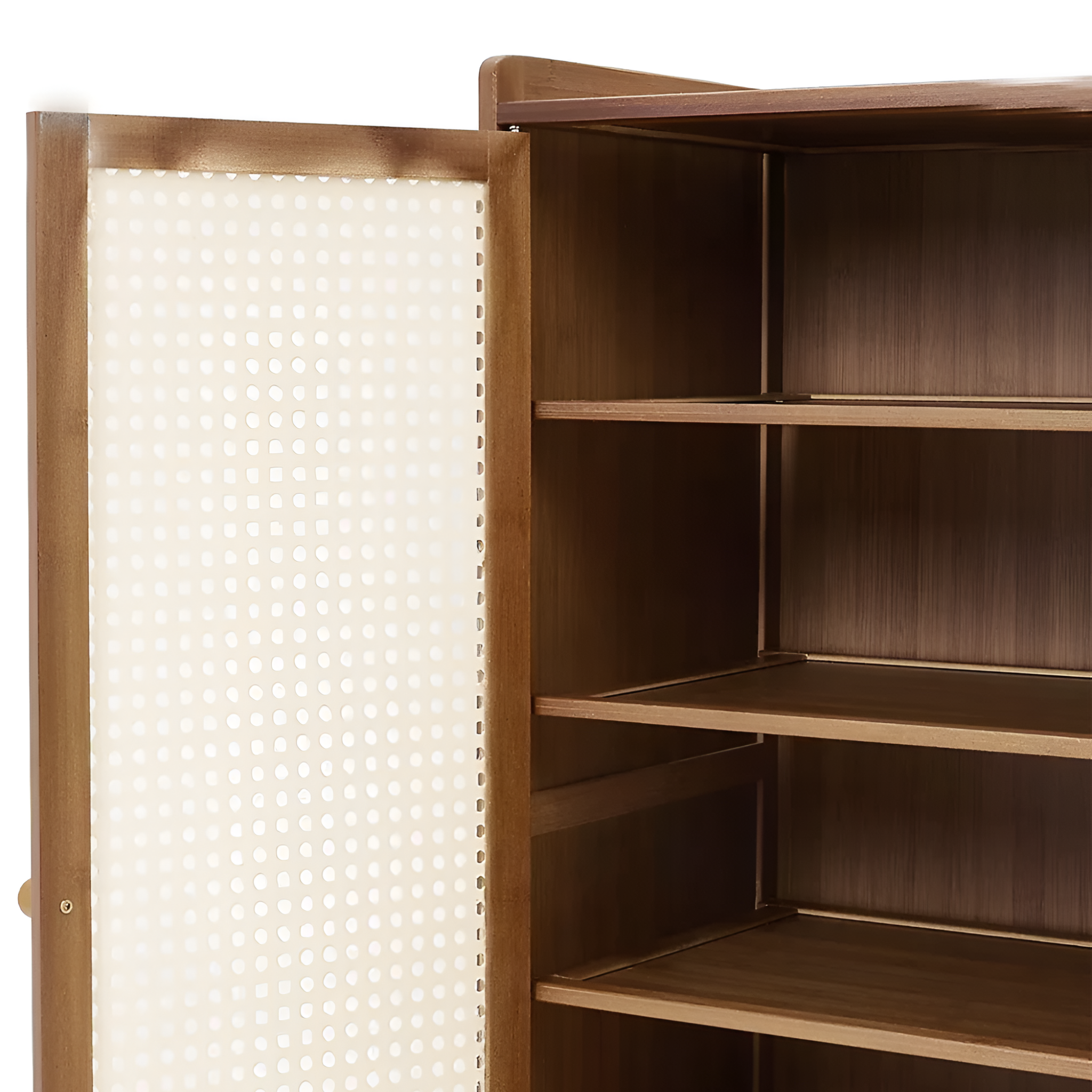 Wooden Shoe Rack with Retro Mesh Doors