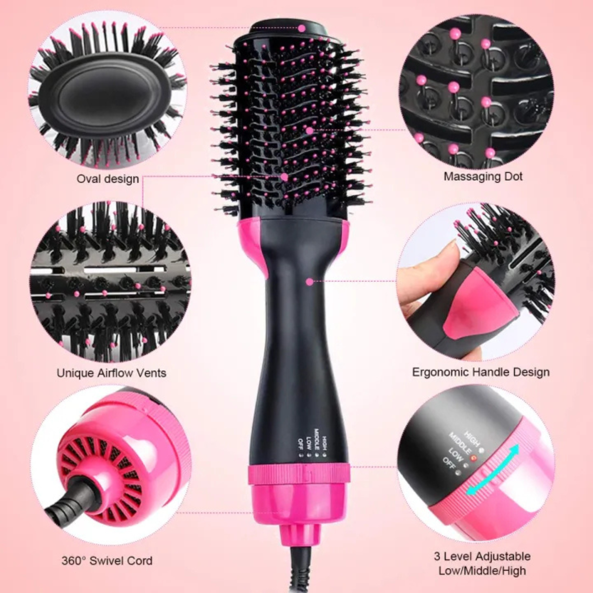 One Step Hot Air Brush, Volumizer Hair Dryer Styler Straightener