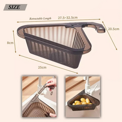Telescopic Kitchen Sink Drain Basket, Hanging Strainer Rack Fruit Vegetable Washing Basket