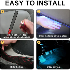 شريط إضاءة LED داخلي للسيارة (متعدد الألوان)، ضوء لمزامنة الصوت