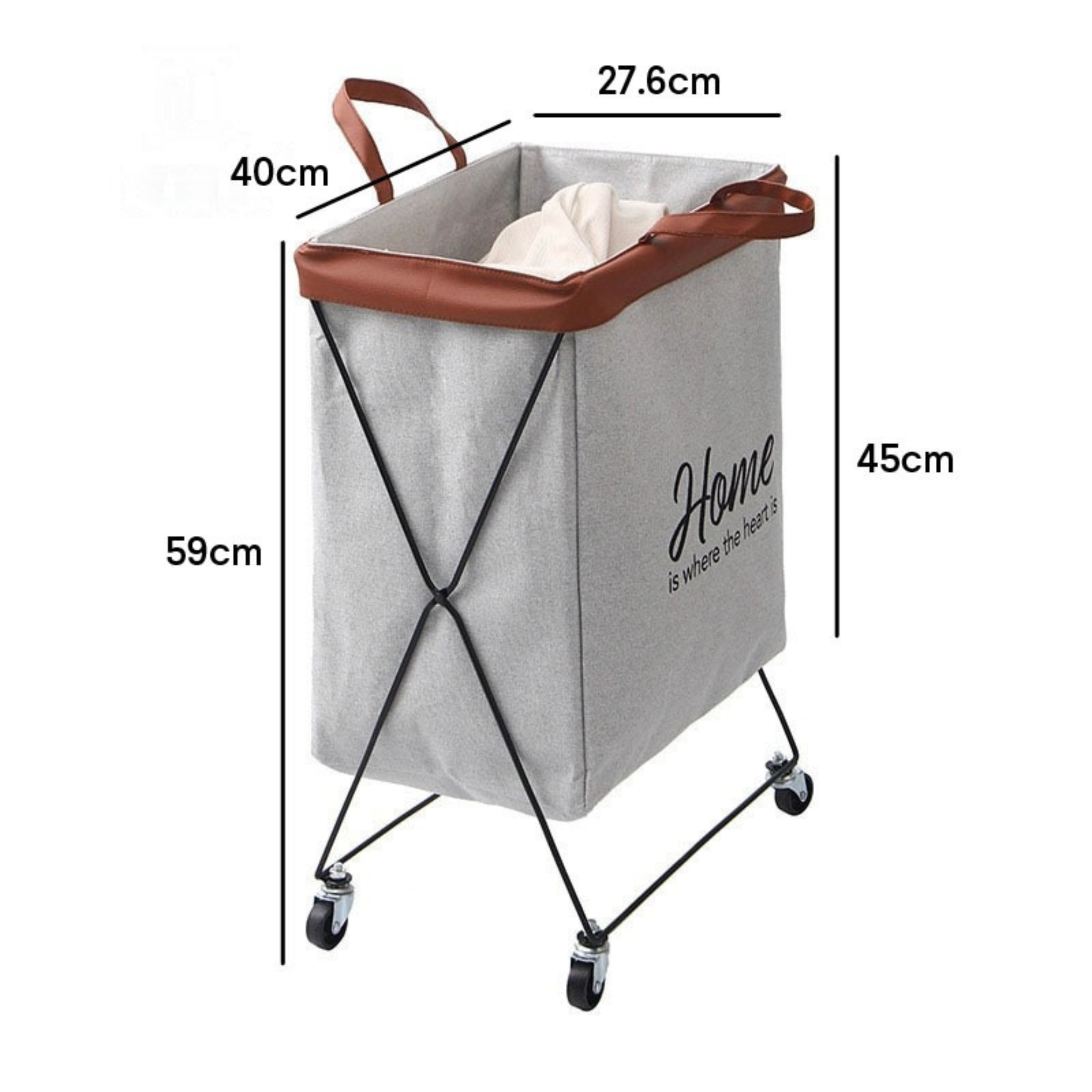 Home Easy Folding Laundry Basket with Wheels