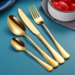 Stainless Steel Polished Premium Golden Cutlery Set (4 Pcs/Set)