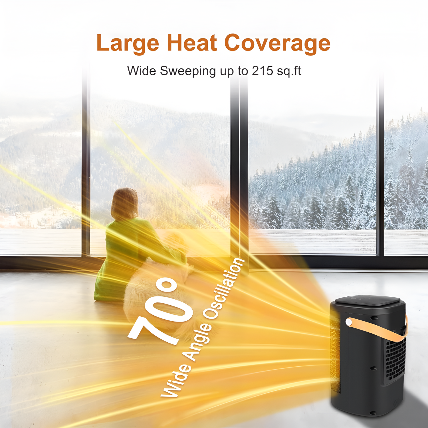 1500W Space Heater, Hot Air Blower with Touch Buttons and Remote Control