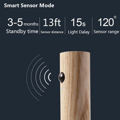 Wall Mounted Rechargeable Motion Sensor Night Lamp, Magnetic Induction Wooden Design Light