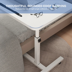 Adjustable Bedside Laptop Table with Wheels, Tilting Desk for Laptop with Work Space