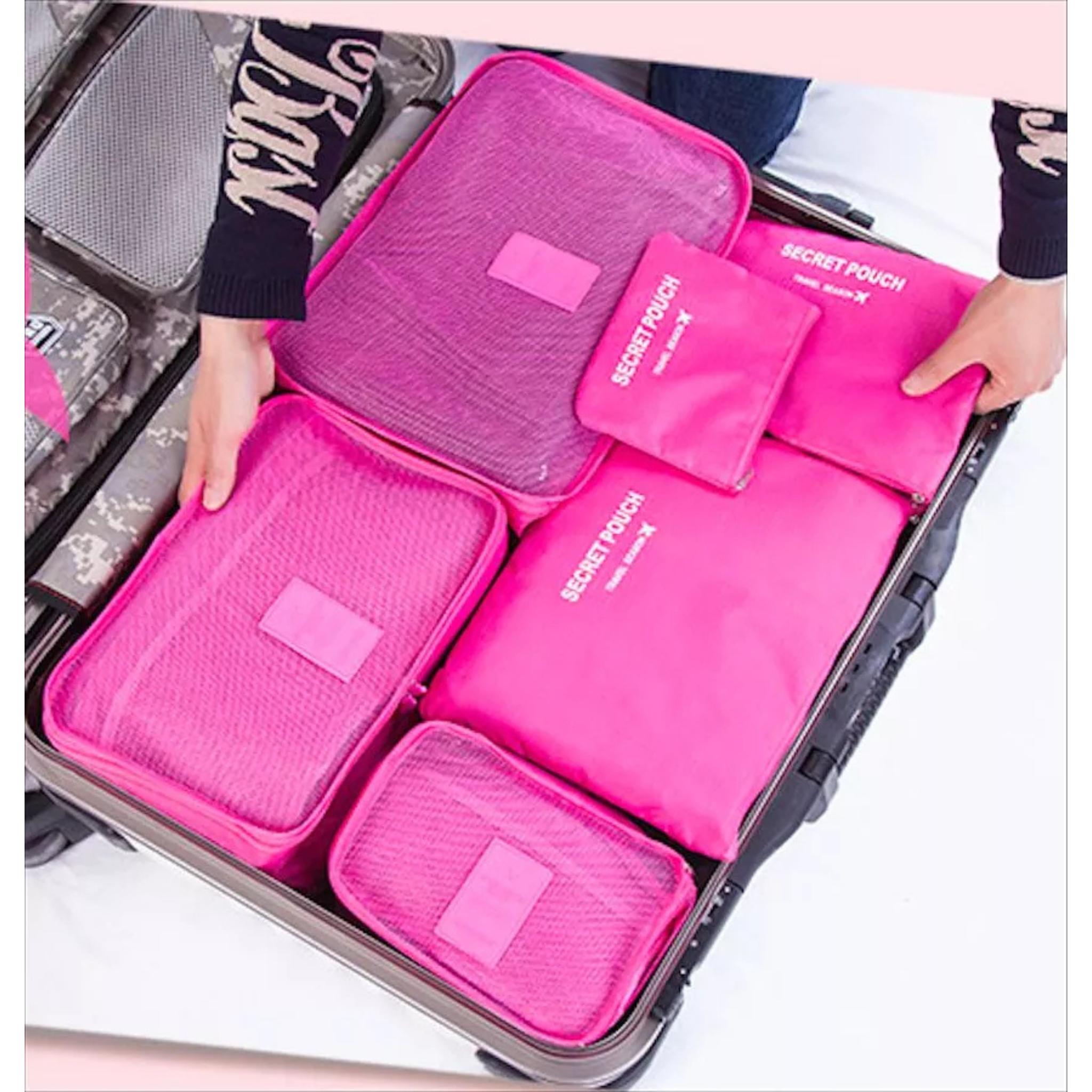 Travel Luggage Organizer Bags 6 Pieces/Set Rose