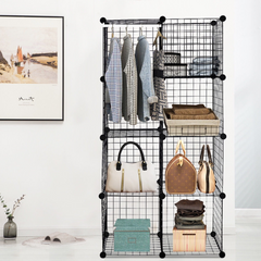 8 Cubes DIY Metal Grid Wire Wardrobe Organizer Home Decor Shelf 8 Cubes DIY Metal Grid Wire Wardrobe Organizer Home Decor Shelf