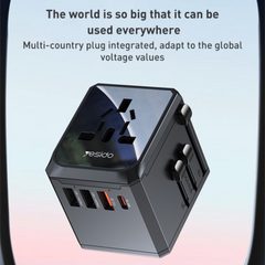 Yesido MC24 20W 3 USB + Type-C Ports Universal Travel Adapter