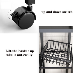 Utility Storage Rack for Kitchen with Mesh Baskets and Wheels