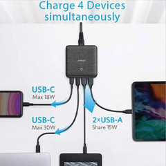 Anker PowerPort Atom III Slim (4 منافذ) 63 واط 2PD + 2 IQ