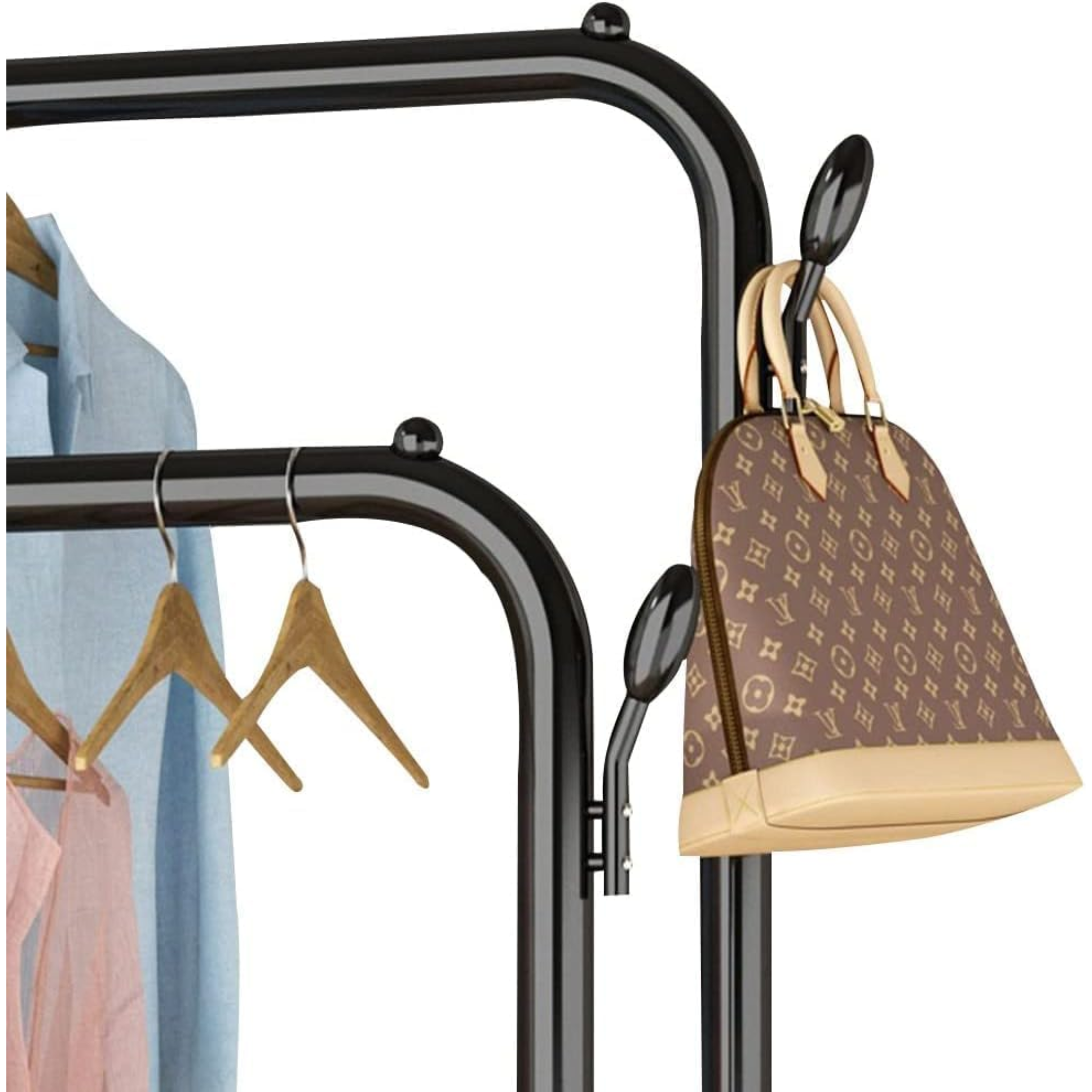 Double Pole Multifunctional 58Kg Double Layer Clothes Hanger with Wheels