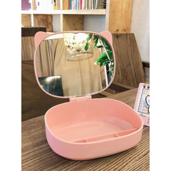 Cosmetics Organizer Box with Mirror, Makeup Vanity Jewelry Storage Organizer Cosmetics Organizer Box with Mirror, Makeup Vanity Jewelry Storage Organizer