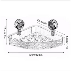 Bathroom Corner Wall Mounted Storage Organizer Shelf (Suction Type)