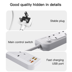 3250W Power Socket Extension with 15W Fast Charging Power Hub Yesido MC21