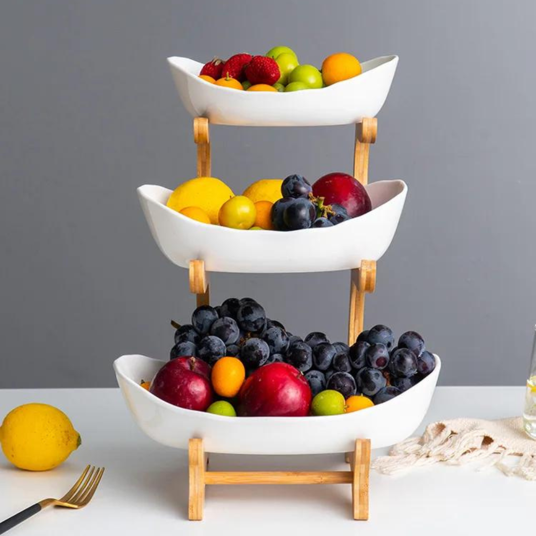 3 Layer Creative Modern Fruit Serving Bowl, Snack Plate, Dried Nuts Basket White