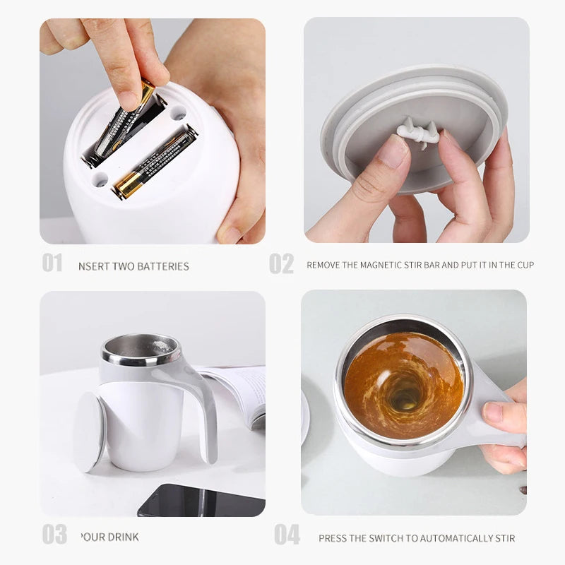Portable Thermal Automatic Self Stirring Coffee Tea Mixing Mug with Lid