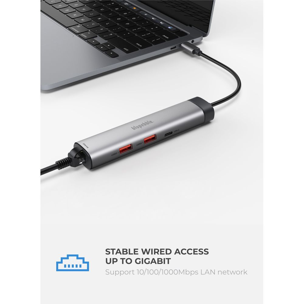 Blupebble C6 6 IN 1 Aluminum Multiport Multimedia Hub